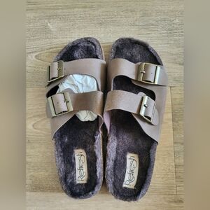 Brown Double Strap Sandals with Buckles